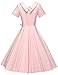 GownTown Women's 1950s Vintage Dresses Bridesmaid Stretchy Swing Dresses with Belt Pink