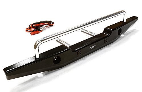 Integy Hobby RC Model C26374BLACK Realistic Metal Rear Bumper with LED for Axial SCX-10 43mm Mount