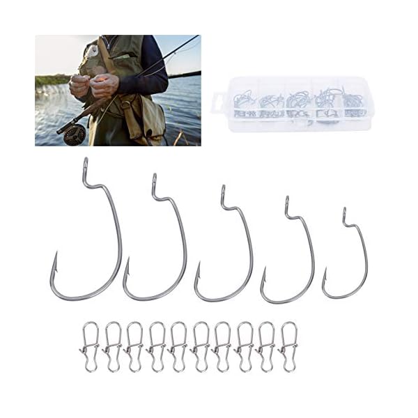 Barb Design Kurbelhakenset, feine Verarbeitung Angelhaken, Süßwasser aus legiertem Stahl für Fischer – Bild 4