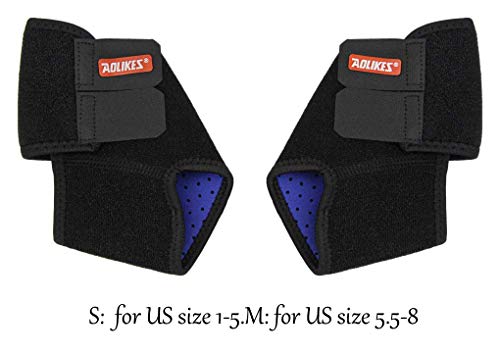 Pack 2 Adjustable Kids Ankle Brace Support Breathable Ankle Sleeve Short Ankle Immobilize Boot Protector Foot Stabilizer Wrap Nonslip Ankle Tendon Guard (black, S for shoe size 1-3 little kids)