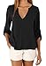 OMZIN Women's Casual Shirts Loose Comfortable Chiffon Blouses BLK L