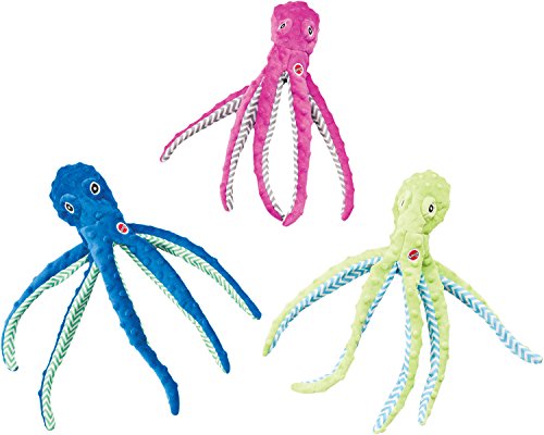 Ethical Pets Skinneeez Extreme Stuffingless durable squeaker Octopus Dog and Cat Toy, 16", Assorted