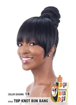 Amazon Com Top Knot Bun Bang 1 Jet Black Model Model Synthetic Bun Blunt Bang Beauty