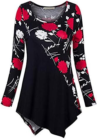 NRUTUP Women Plus Size Long Sleeve Print O-Neck Button Pullover Tops Shirt Blouse