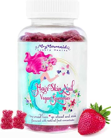 Organic Hair Growth Vitamins for Healthy Growth & Youthful Skin - Formulated to Address 13 Vitamin Deficiencies for Hair Skin & Nails - 60 Sugar Cane Gummy Bears