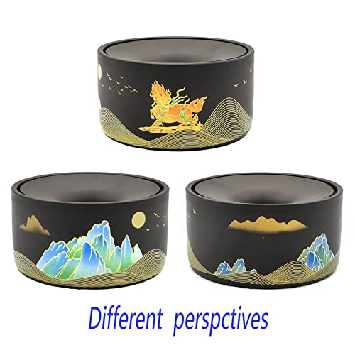 Outdoor Ashtray for Weed - Cigar Ashtrays HSimpleStyle 5.1Inch Ash Tray Suitable for Cigar and Cigarette, Ceramic Ashtray with Lid as a Vase Suitable for Home, Office, Patio, Yard, Indoor, Outdoor