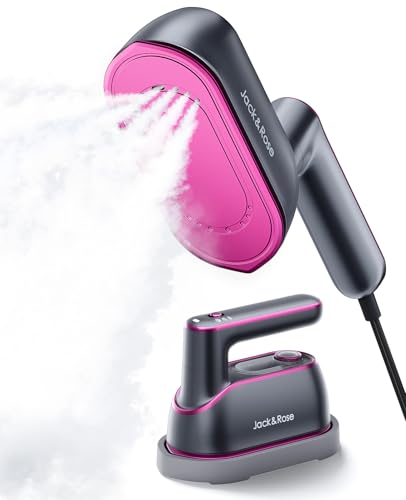 Jack＆Rose Steamer Clothes,8s Heat-up Travel Steam Iron,Portable Steamer | Portable,8s Fast Heat-up,150ml Large Tank,7.5‑ft Long Cord,Steam & Iron 2 in 1,for All Fabrics,6.5in Large Ceramic Panel