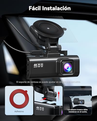 REDTIGER 4K Dashcam para Auto, 5.8GHz Wi-Fi6 GPS, SD 128GB Incluida, STARVIS 2, HDR, Pantalla IPS de 3.18",Gran Angular, Visión Nocturna, Grabación en Bucle, Sensor G, Soporta 512GB MAX(F7NP)