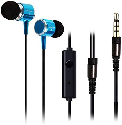 Slite Sports Earphones Sosam Noise Isolating 3.5MM Plug In-ear Earbuds with Microphone Bass Boosted and Stero Surround Sound Audio Earphones for Cell Phones (Blue)