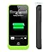 Kujian iPhone 5 Battery Charger Case Portable External Charger with 4 LED Lights Built-in Kickstand for Apple iPhone 5s/5/5c/SE (iOS 8 or above Compatible)-Green