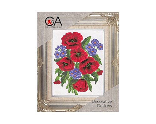 Collection D'Art Tapestry Kit Flowers Poppy Bunch, 100% Cotton, Multi-Colour, 20 x 25 x 0.10 cm