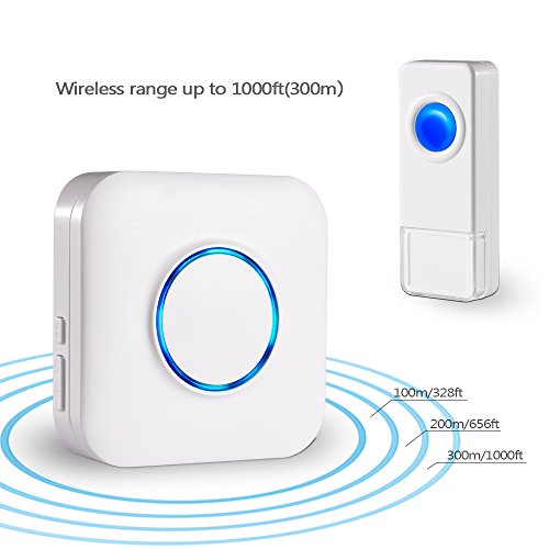 Bitiwend Wireless Doorbell Kit,Operating at 1000 Feet with 52 Chimes,4 Level Volume, 2 Receivers & 1 Weatherproof Push Button with Sound and LED Flash,Low Power Consumption - Thumbnail 2
