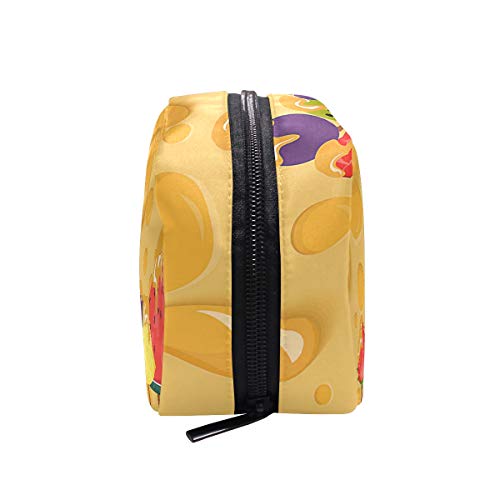 Cheese Fondue With Fruit Makeup Bag Organizer Portable Cosmetic Pouch Handbag With Zipper For Women Purse