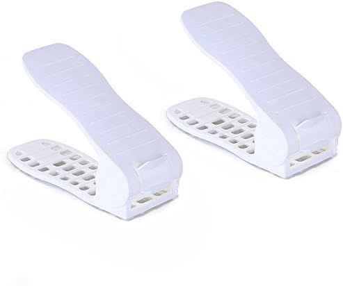 2-Pack Adjustable Shoe Organizer Space Saver, Simple and Durable Shoe Rack for Shoe Storage (White)