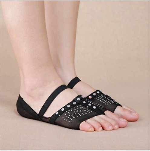 Professional Ballet Flats Women Belly Dancing Foot thong Dance Socks Accessories Shoe Toe Pads (L size (US7.5-8.5), black)