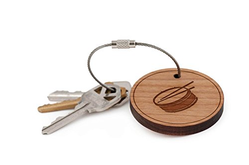 Snare Drum Keychain, Wood Twist Cable Keychain - Small - Thumbnail 3