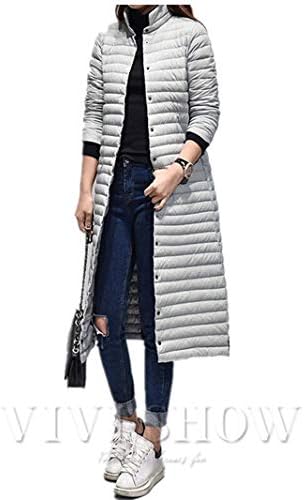 Amazon ビビショー ダウンコート コート レディース ホワイトグーズダウン 冬アウター 防寒 ロングダウンコート 今季トレンド 人気 無地 S ライトグレー コート ジャケット 通販