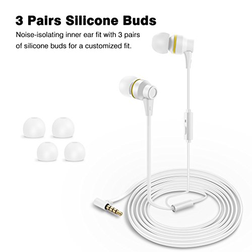 Earbuds, HokoAcc In-Ear Headphones Noise Isolation Headsets Heavy Bass Earphones with Microphone for iPhone Samsung iPad and Most Android Phones