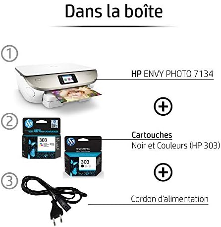 HP Envy 7134 4800 x 1200DPI A Jet d'encre Thermique A4 14ppm WiFi - Multifonctions (A Jet d'encre Thermique, 4800 x 1200 DPI, 125 Feuilles, A4, Impression directe, Gris, Blanc)