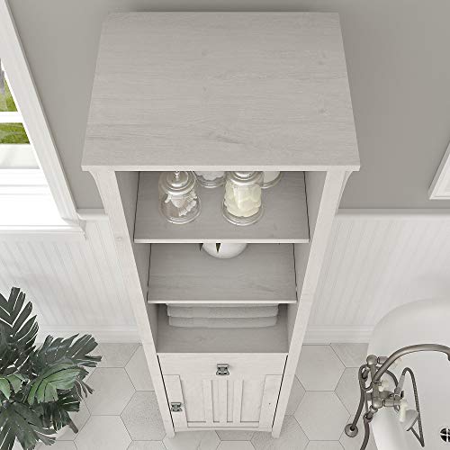 Bush Furniture Salinas Tall Bathroom Storage Linen White Oak
