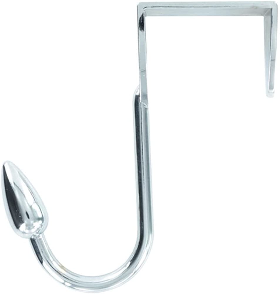 Merriway BH07689 Space Saving Over-The-Door Hanger, Single Hook with Bright Chrome Finish & Decorative End, Silver Tone