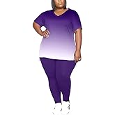 PINSV Women's Plus Size 2 Piece Outfits Sweatsuits Tracksuit Loungewear Sets