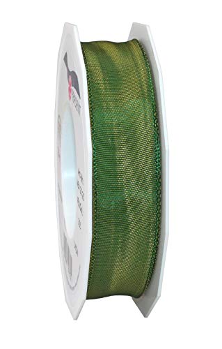 Praesent - Lyon Wired Taffeta Ribbon Moss Green 25 mm Width, 25 m Length