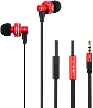 NexGenGear ES900i Earphone [3.5mm Plug] [Noise Cancelling] High Definition Bass Stereo Headphones In-Ear [Handsfree] [Tangle Free Cable] Built-In Microphone Earbuds - Red / Black