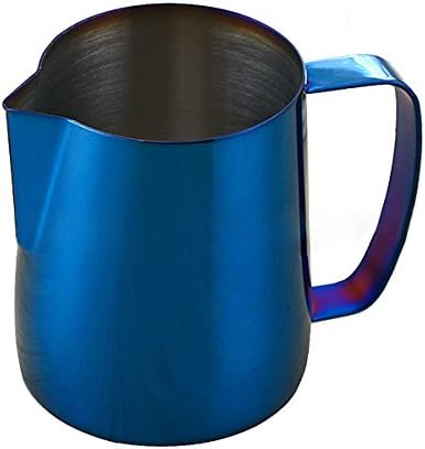 8th team Stainless Steel Milk Frothing Pitcher 350ml/600ml - Perfect for Espresso Machines, Milk Frothers, Latte Art (Bright blue, 600ml)