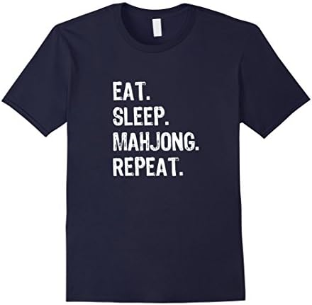 Mens Eat Sleep Mahjong Repeat T-Shirt XL Navy