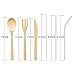 Redbean Bamboo Cutlery Set with 8.5 inch Stainless Steel Metal Straw and Cleaner，7.8 inch Bamboo Utensils for Travel and Camping，Portable with Case to Go