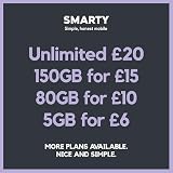 SMARTY SIM Only 1 Month Plan 80GB Data 10 a Month Unlimited Calls view 2