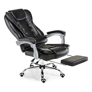 office chair,Reclining Office Computer Chair Leather Massage Chair Lift Chair Boss Chair With Footrest-black