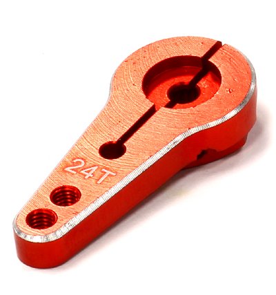 Integy RC Model Hop-ups C24486RED Billet Machined Single Sided Servo Horn 24T for Hitec Servo (r=20, 24mm Holes)