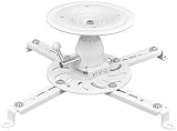 VIVO Universal Articulating Swivel Tilt Premium Ball Joint Heavy Duty Ceiling Projector Theater Mount | Full Motion White (MOUNT-VP04W)