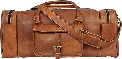 ALASKA EXPORTS Duffel Bag Genuine Leather Carry On Luggage Travel Holdall | Mens Duffle Bag Gym Sports Overnight Weekender Cabin Hand Luggage Bags – Brown