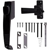 Rocky Mountain Goods Pushbutton Storm Door and Screen Door Latch - Heavy-Duty Zinc Weather-Resistant Design - 5/8" to 1-1/2" Thick Out-Swinging Screen/Storm Doors - Includes Hardware (Black)