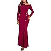 HWP Elegant Formal Dress for Women Ruched One Shoulder Date Night Dress Club Cocktail Bodycon Evening Gown Maxi Long Dresses