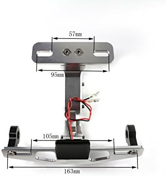 Motorcycle Adjustable Universal License Plate Frame Holder Bracket With Light Sport bike Street bike Xmoto Silver