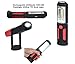 Cordless Rechargeable 2200mAh COB LED Flashlight 650Lm 7W Work Light Lamp Magnetic Support Stand Swivel Hook Great for Camping Household Workshop Automobile (Red)