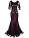 PrettyGuide Women's Evening Dress 1920s Sequin Deco Mermaid Hem Maxi Long Ball Gown Burgundy XL