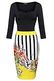 FINEJO Women's Vintage 3/4 Sleeve Office Work Business Party Bodycon Dress