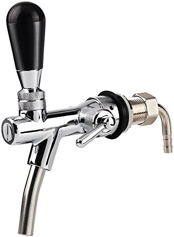 Draft Beer Faucet, Adjustable Beer Tap Faucet with Flow Controller Chrome Plating Shank with Ball Lock Tap Kit (No Ball Lock)