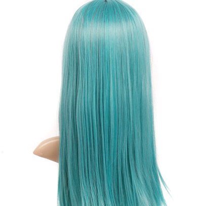Teal Blue Green Medium Length Straight Anime Cosplay Wig Costume Wig - Image 3
