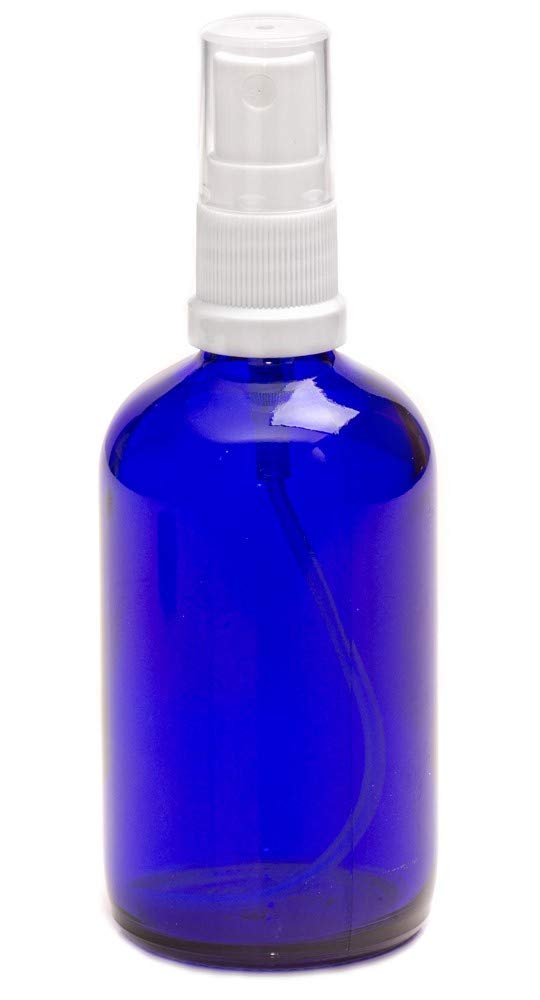 Aura 100ml BLUE Glass Bottles with White ATOMISER Sprays - PACK of 8
