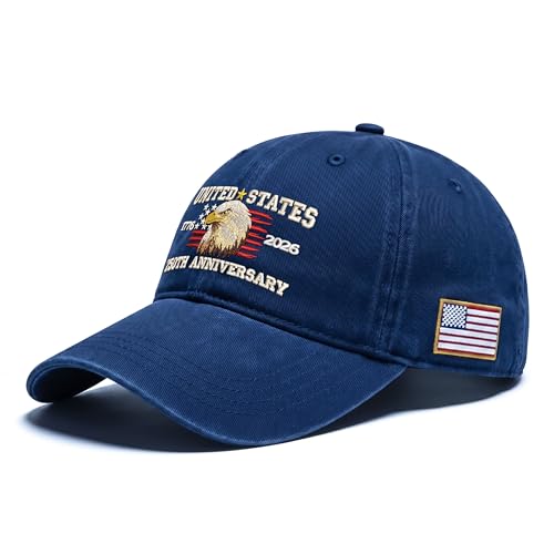 FLAGWIX 250th Anniversary USA Hat - Embroidered American Baseball Cap - Fathers Day 4th of July 250 Hat Gifts for Men Women
