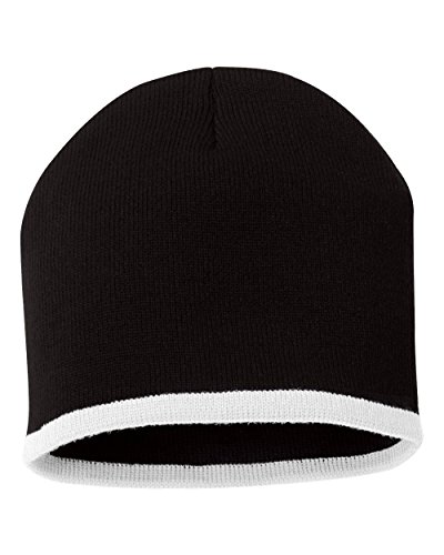 Sportsman - 8'' Bottom Stripe Knit Cap - SP09 - One Size - Black/ White