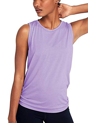 ADOLPH Women's Sexy Open Back Cute Mesh Yoga Workout Sports Shirts Activewear Tank Tops(Purple,M) - Thumbnail 4