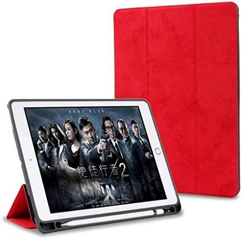 Cazcase PU Smart Flip Case Cover for Apple iPad Air 3/ iPad Pro 10.5" with Pencil Holder(A2152/A2123/A2153) (red)