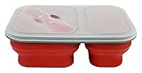 Useful. UH-LB157 Set of 2 Reusable Silicone Collapsible Double Compartment Lunch Container Bento Box